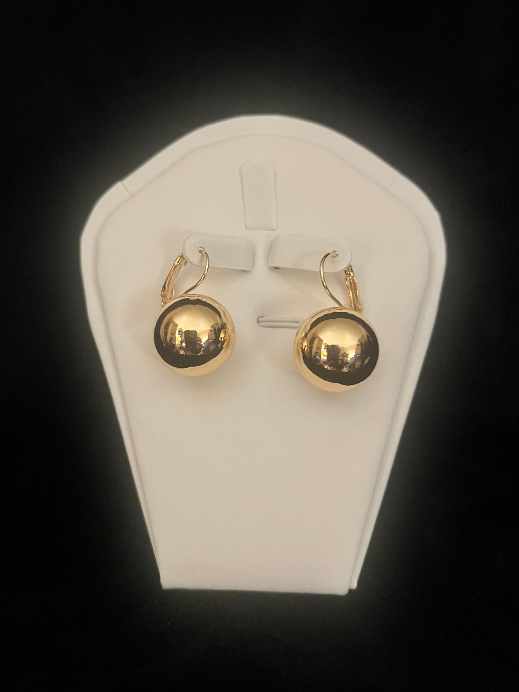 Sphere Hoop Gold Tone Earrings