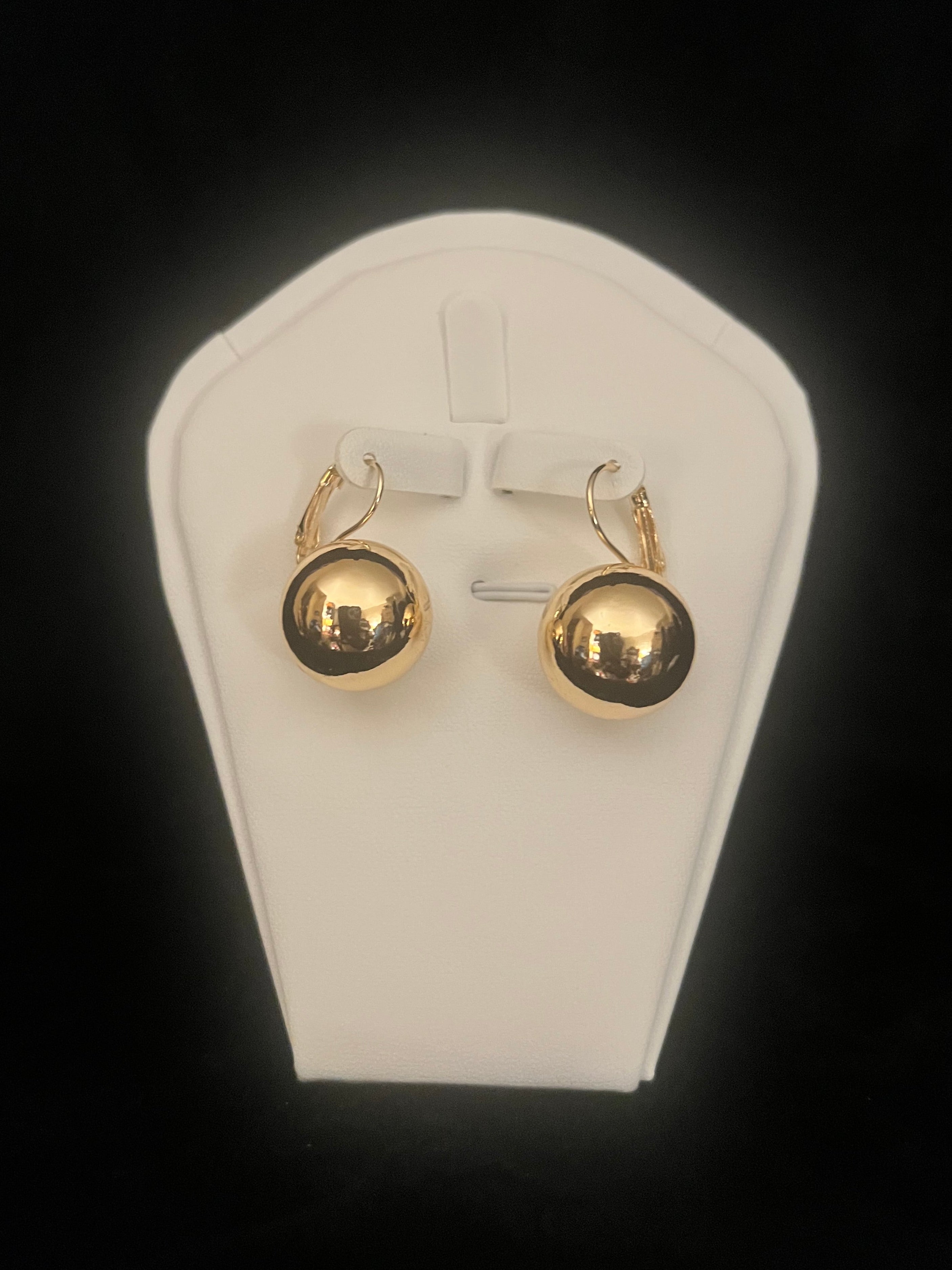 Sphere Hoop Gold Tone Earrings