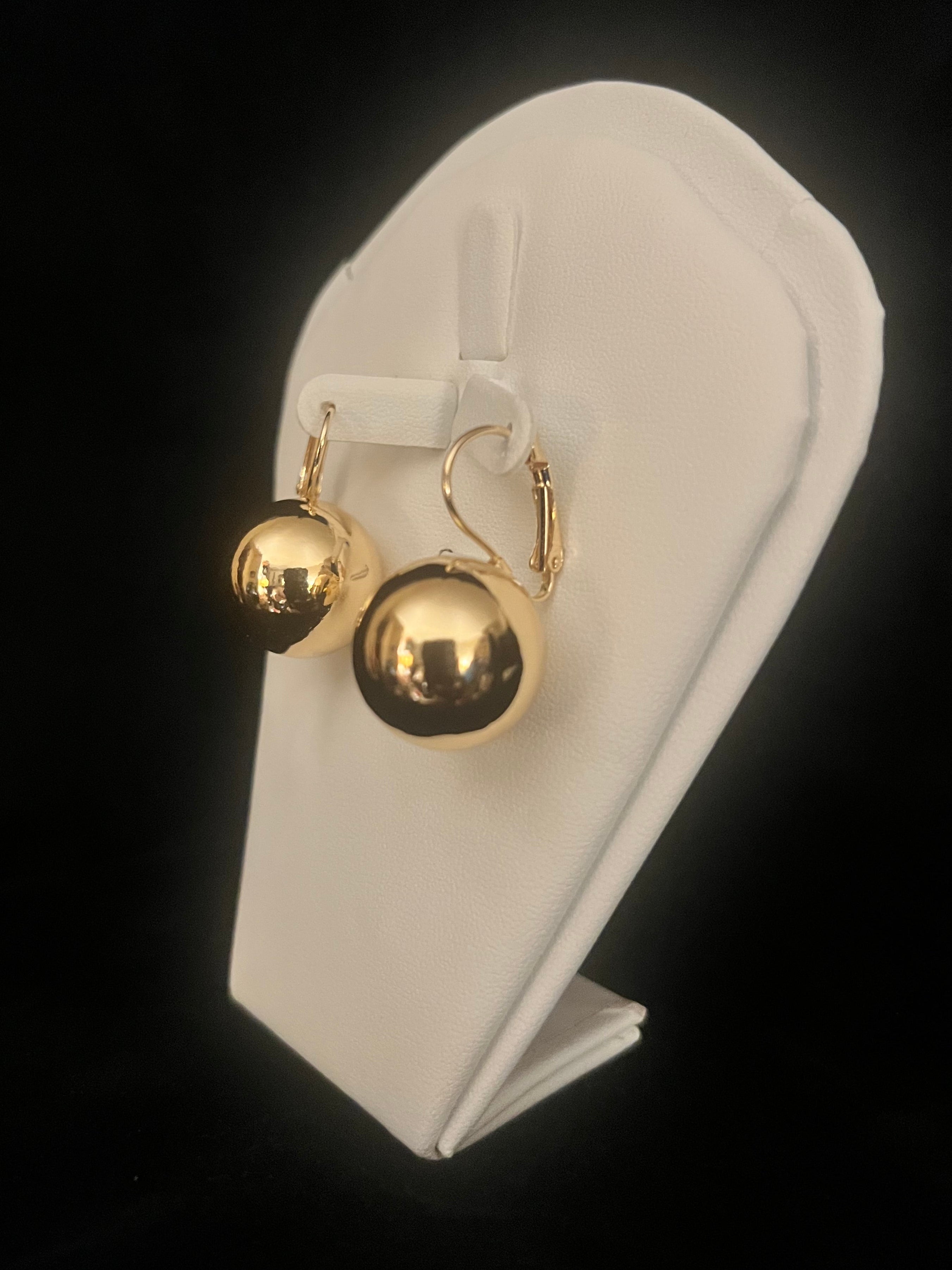 Sphere Hoop Gold Tone Earrings