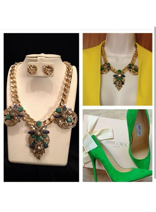 Astronomical Multi Shape Necklace Set (Green)