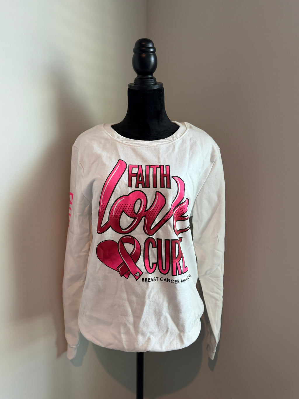 Pink Ribbon Graphic White