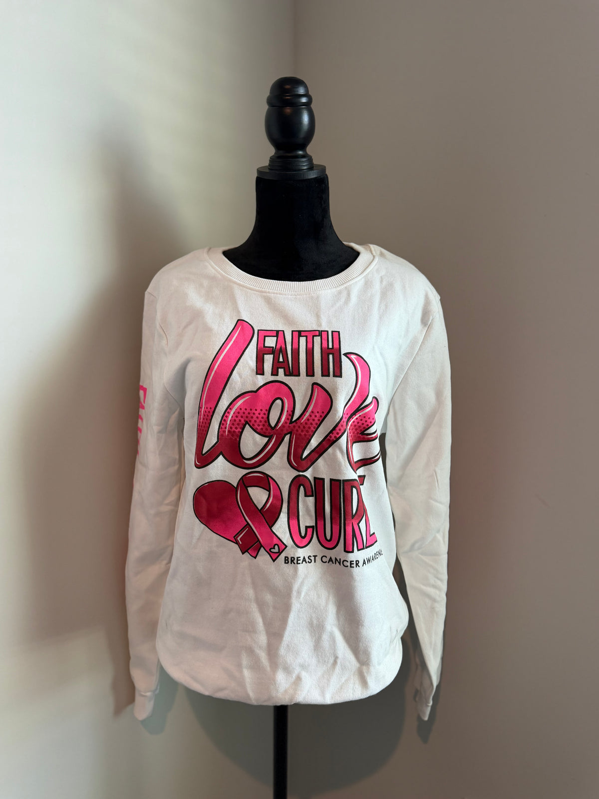 Pink Ribbon Graphic White