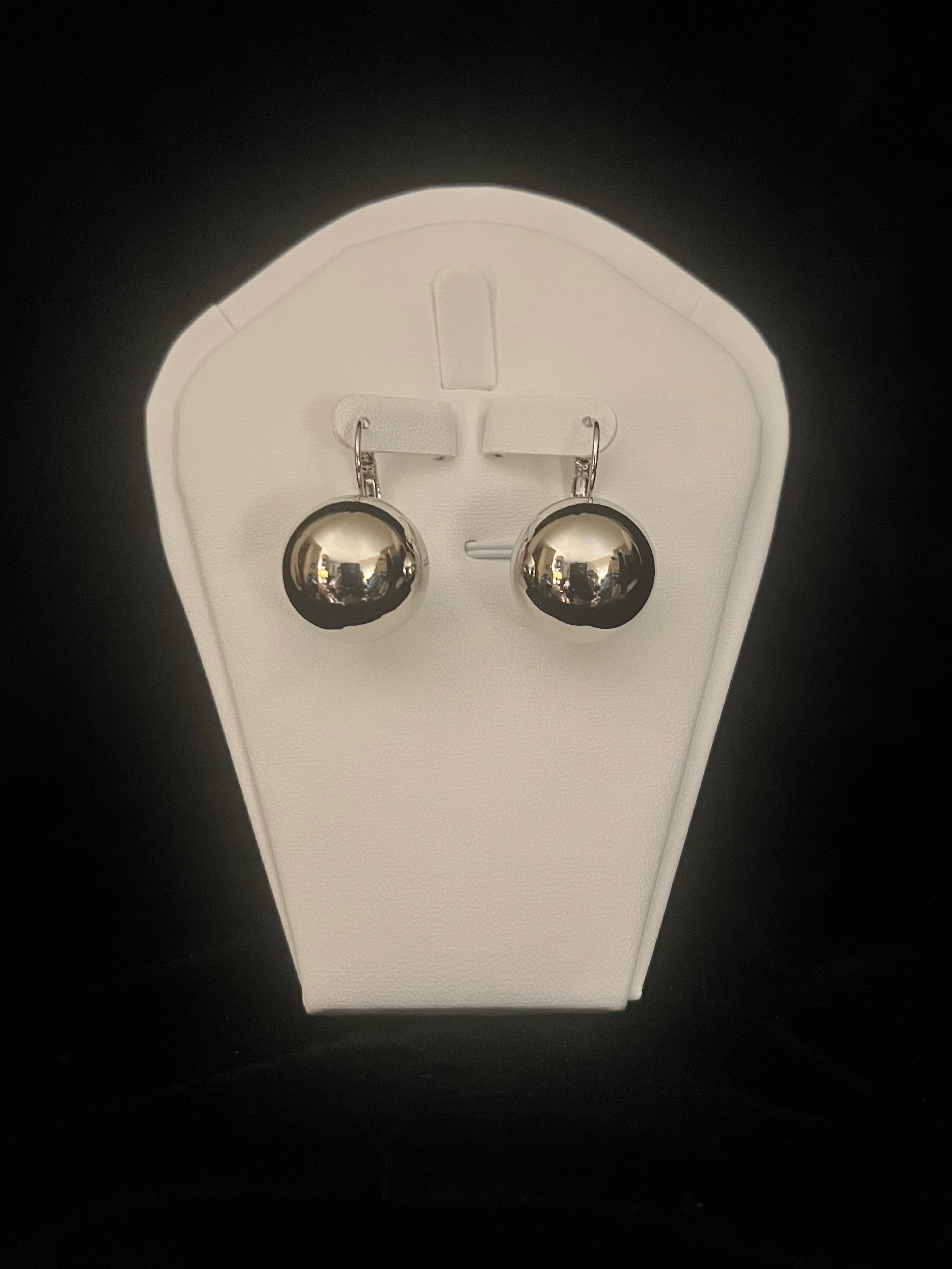 Sphere Hoop Silver Tone Earrings