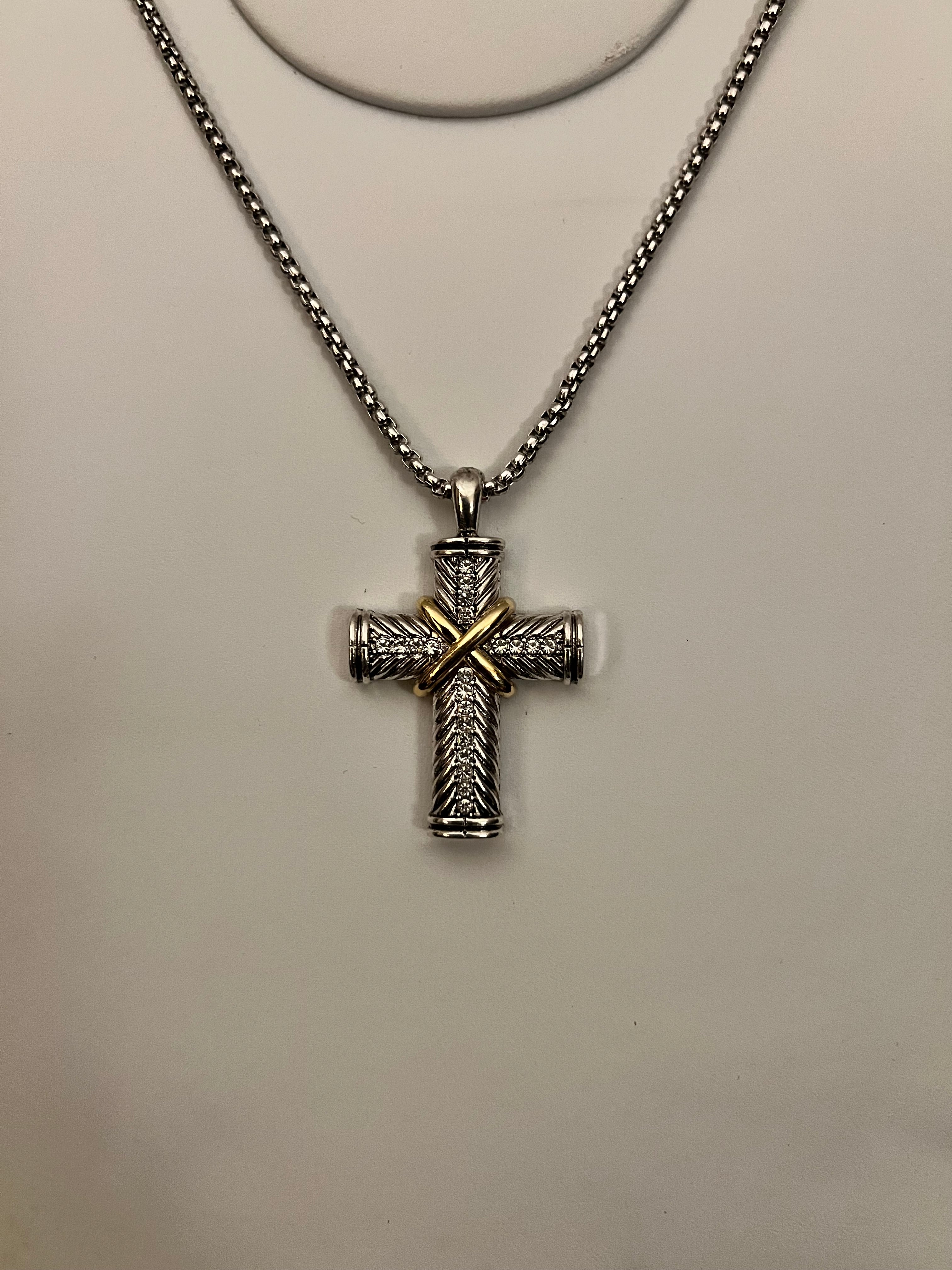 Silver and Gold Cross Pendant Set