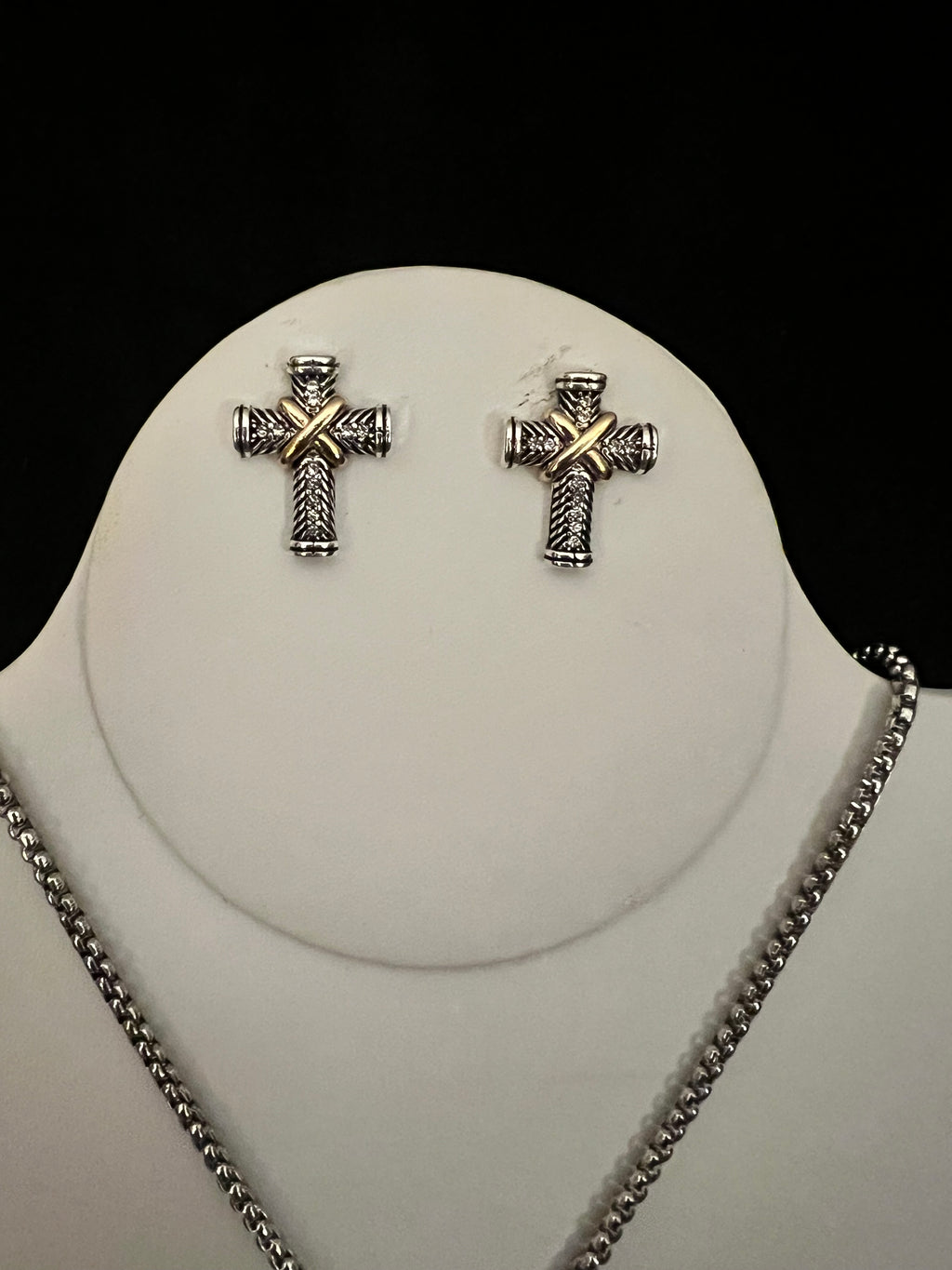 Silver and Gold Cross Pendant Set