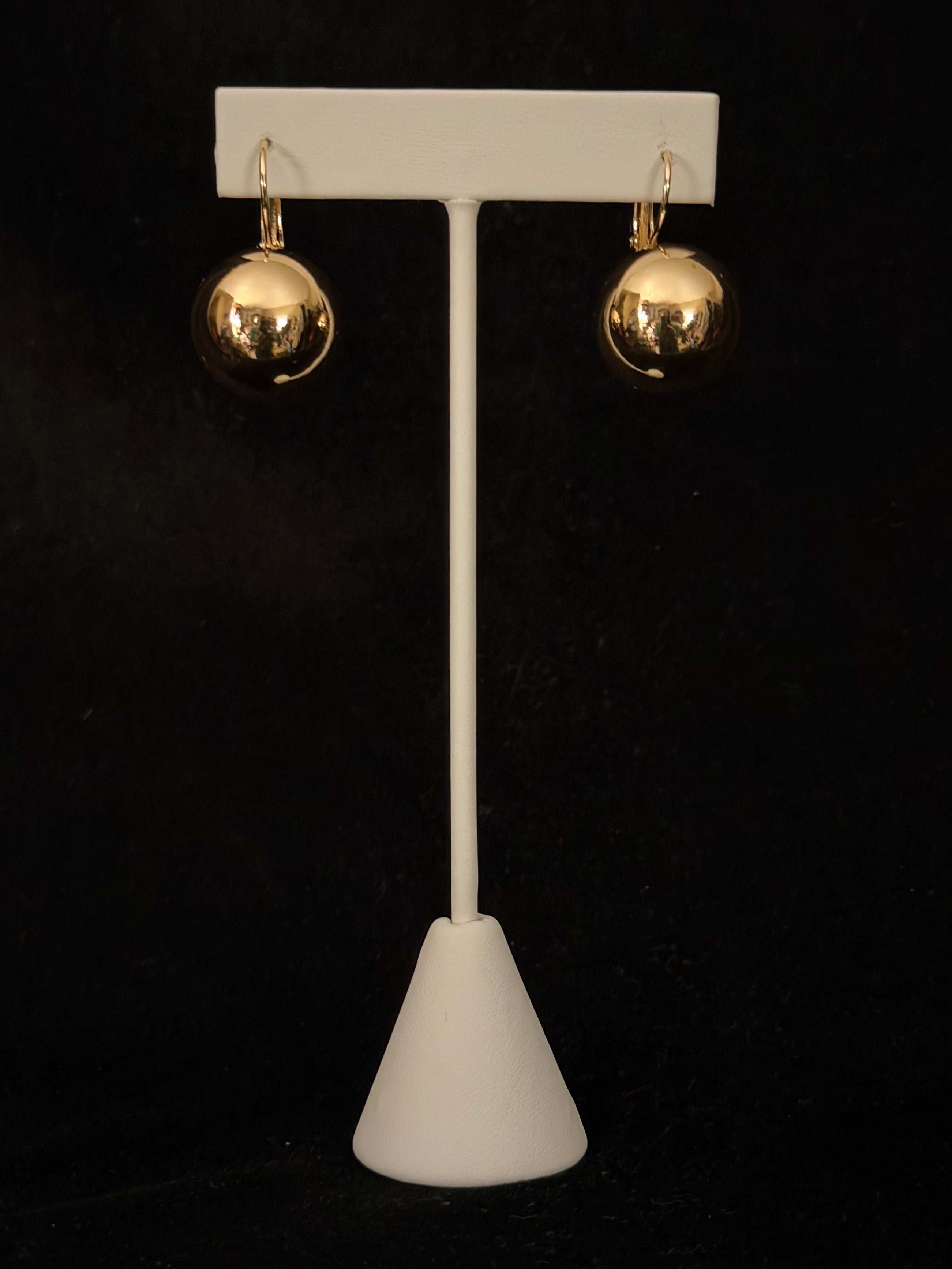 Classical Gold Tone Ball Hoop Earrings