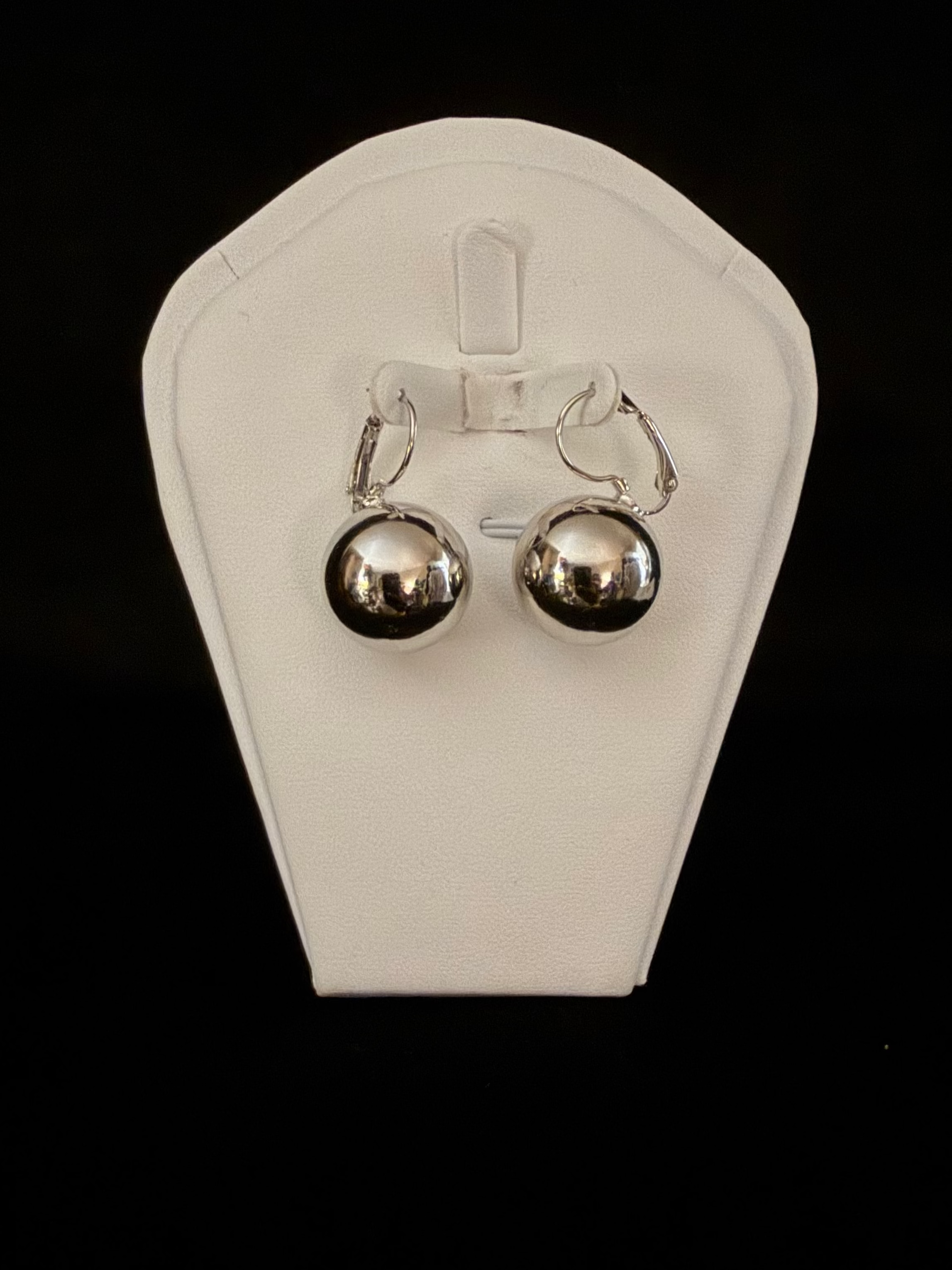 Sphere Hoop Silver Tone Earrings