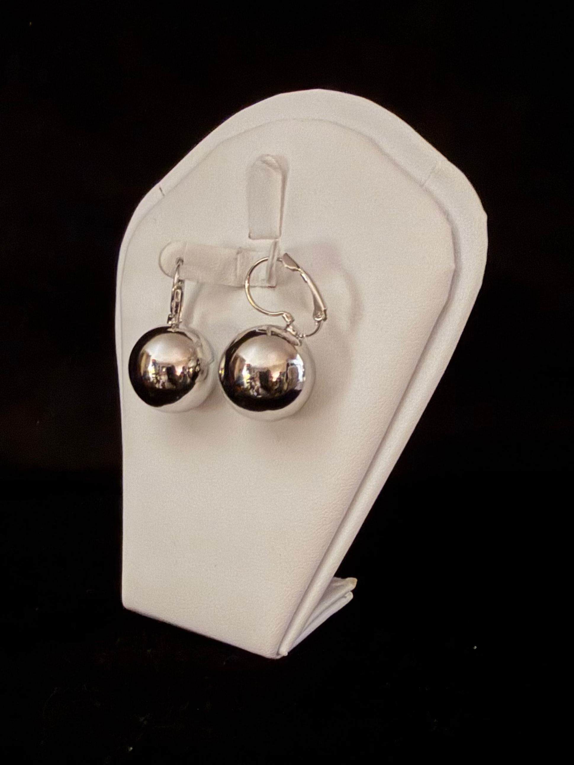 Sphere Hoop Silver Tone Earrings