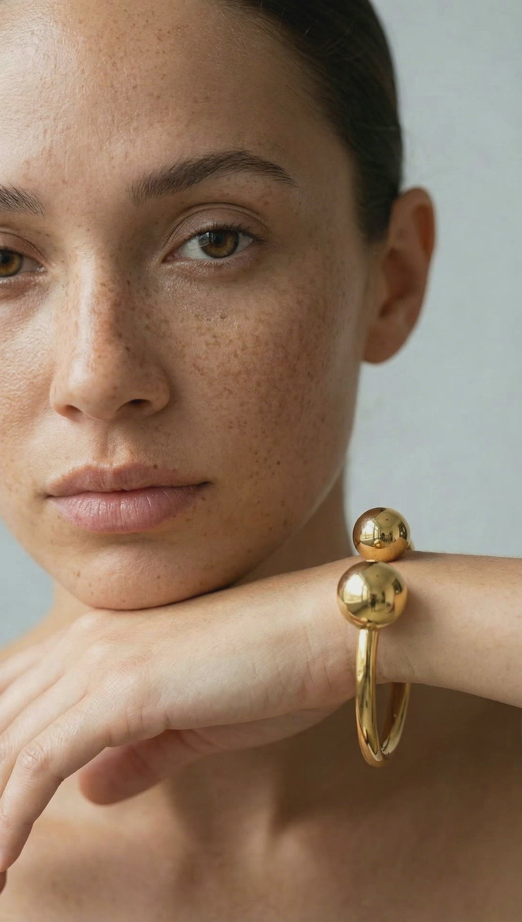 Ball Accented Gold Bangle
