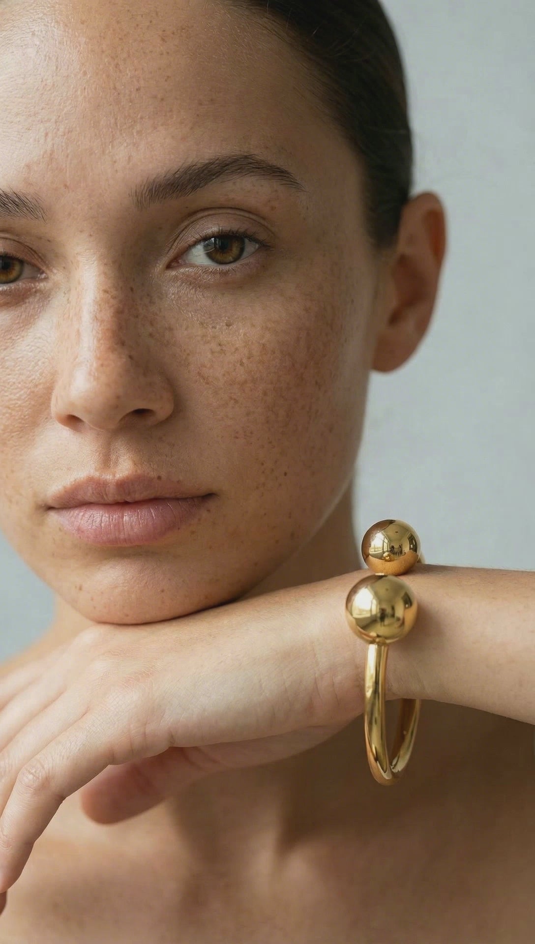 Ball Accented Gold Bangle