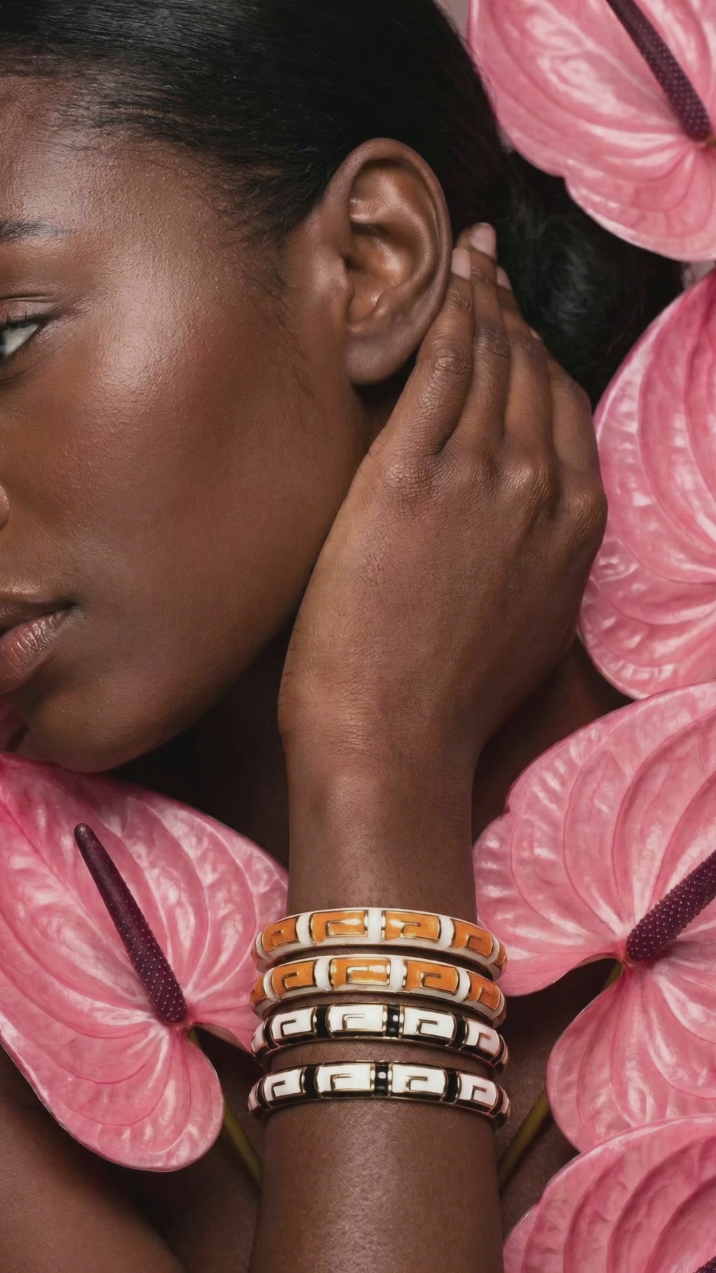 Centric Statement Bangle in Orange